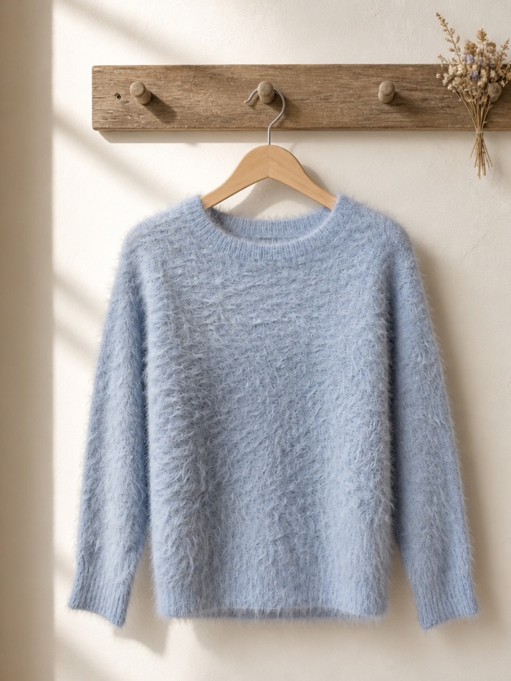 Jessica Simpson Small Baby Blue Eyelash Fuzzy Sweater Cropped Dolman Sleeve